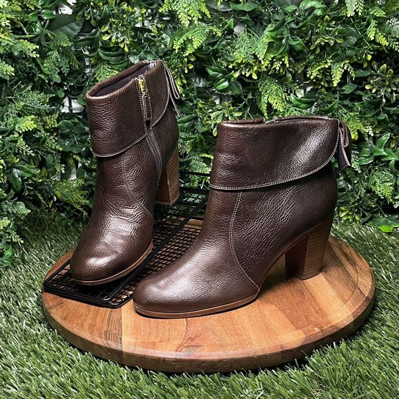 KATE SPADE NEW YORK Bootie Women 9 1/2 Brown Lanise Bow Back‎ Leather Ankle 1839 - Picture 4 of 13